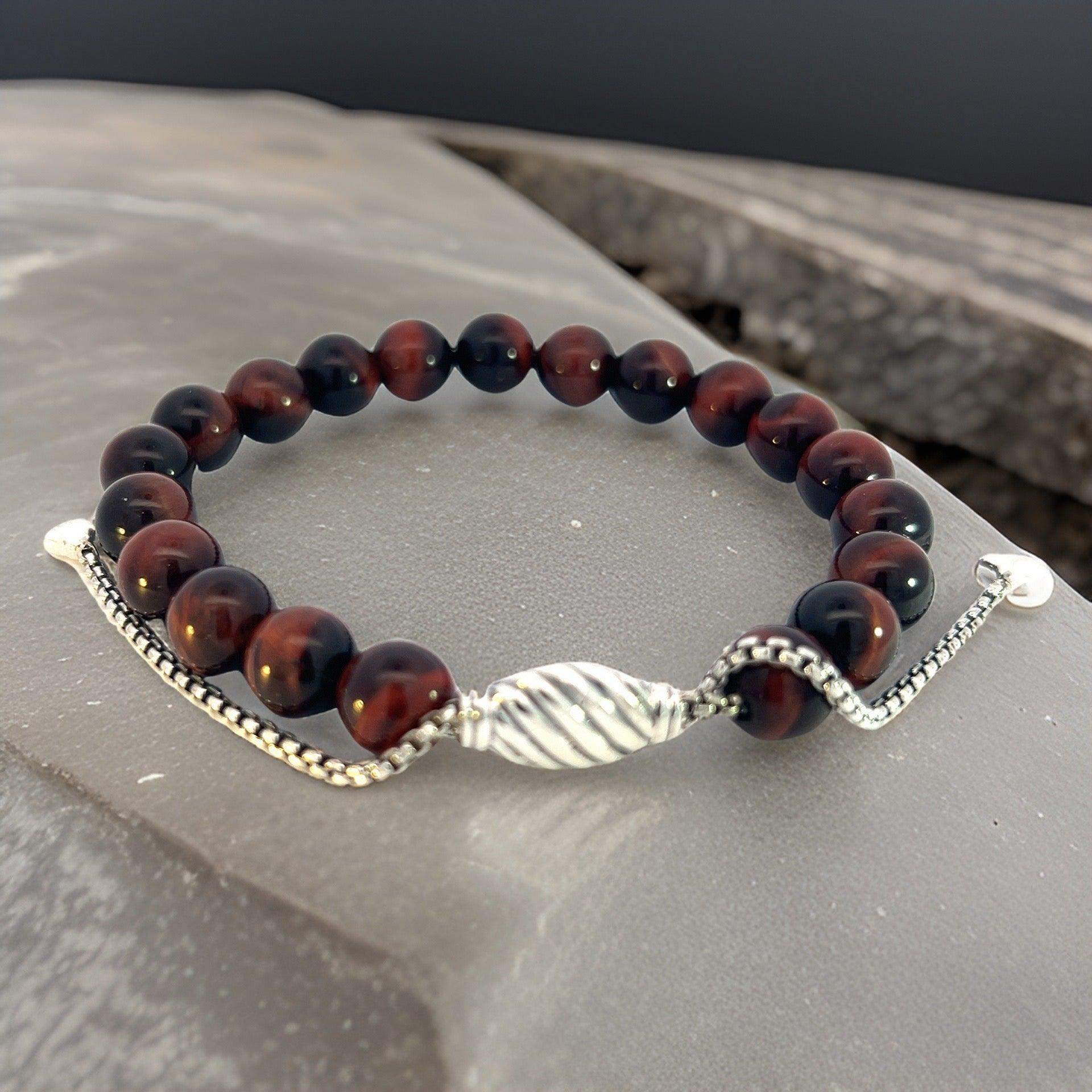 Authentic David Yurman Estate Tiger Eye Spiritual Beads Bracelet 6.6 - 8.5