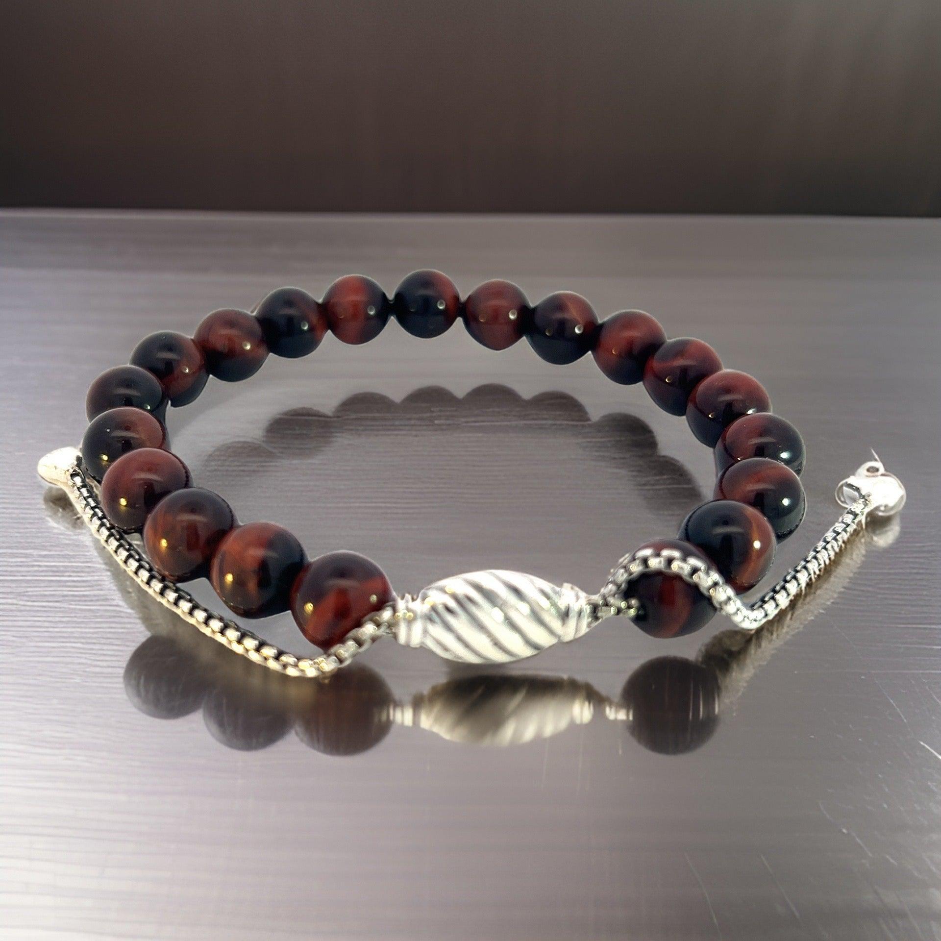 David Yurman Estate Tiger Eye Spiritual Beads Bracelet 6.6 - 8.5