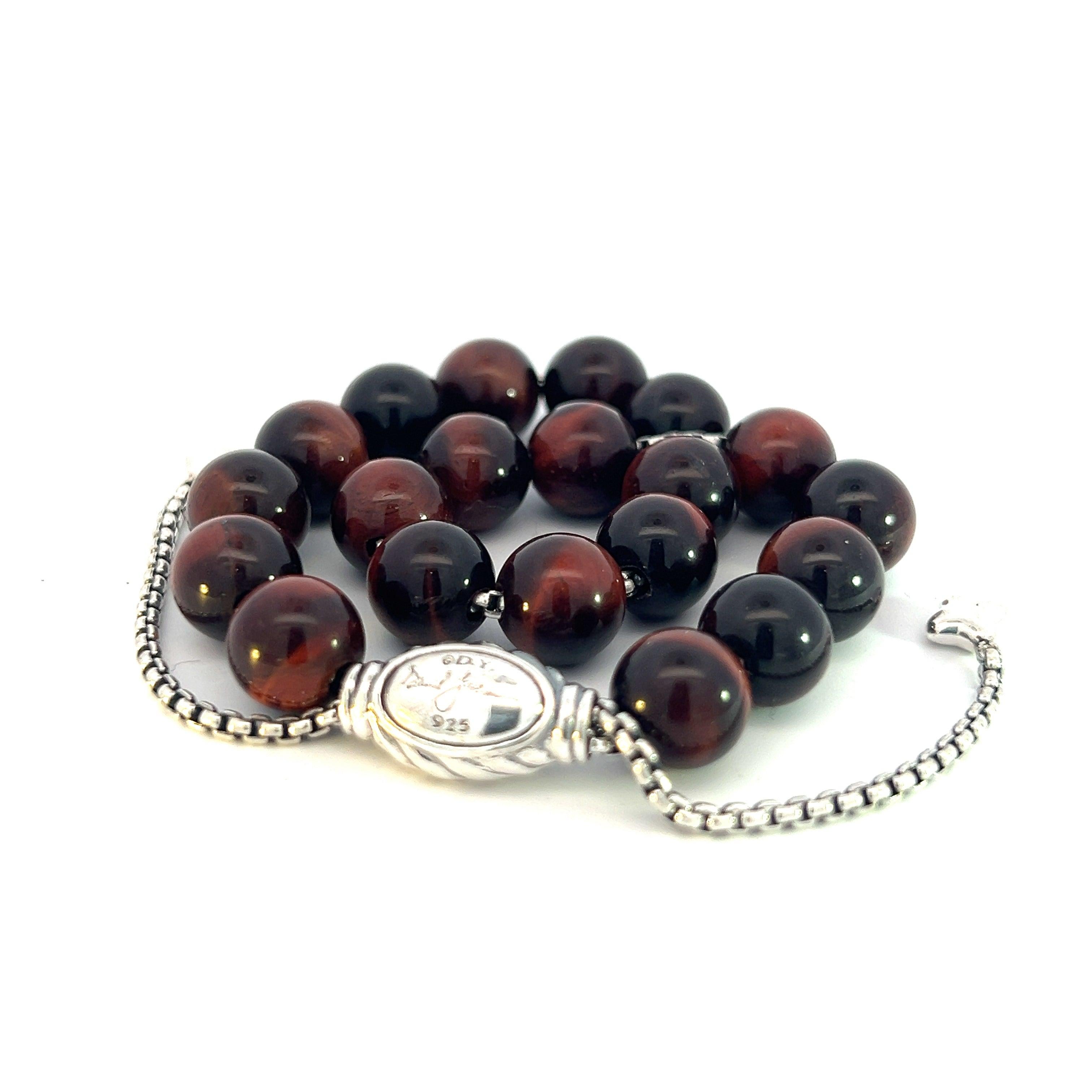David Yurman Estate Tiger Eye Spiritual Beads Bracelet 6.6 - 8.5