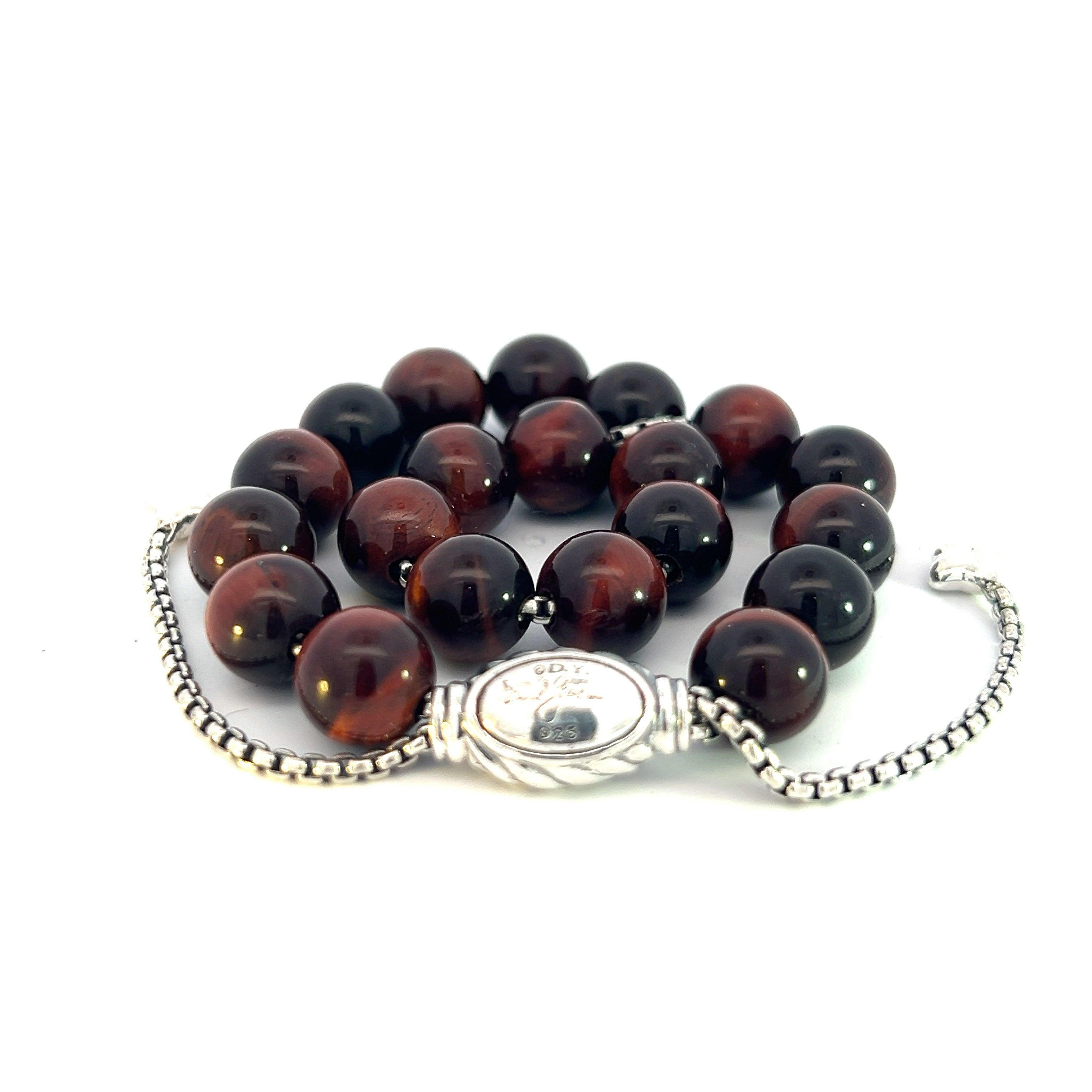 David Yurman Estate Tiger Eye Spiritual Beads Bracelet 6.6 - 8.5