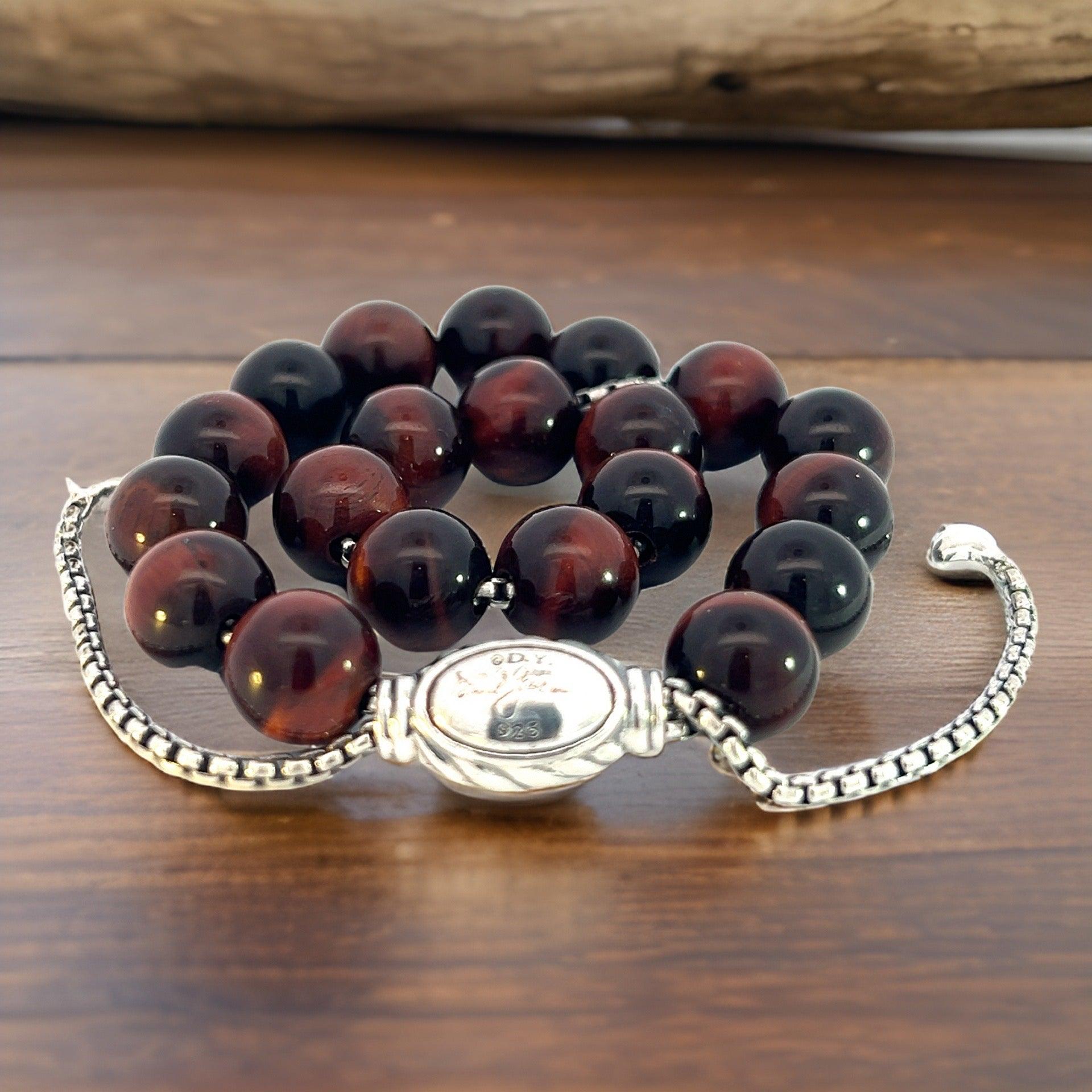 David Yurman Estate Tiger Eye Spiritual Beads Bracelet 6.6 - 8.5