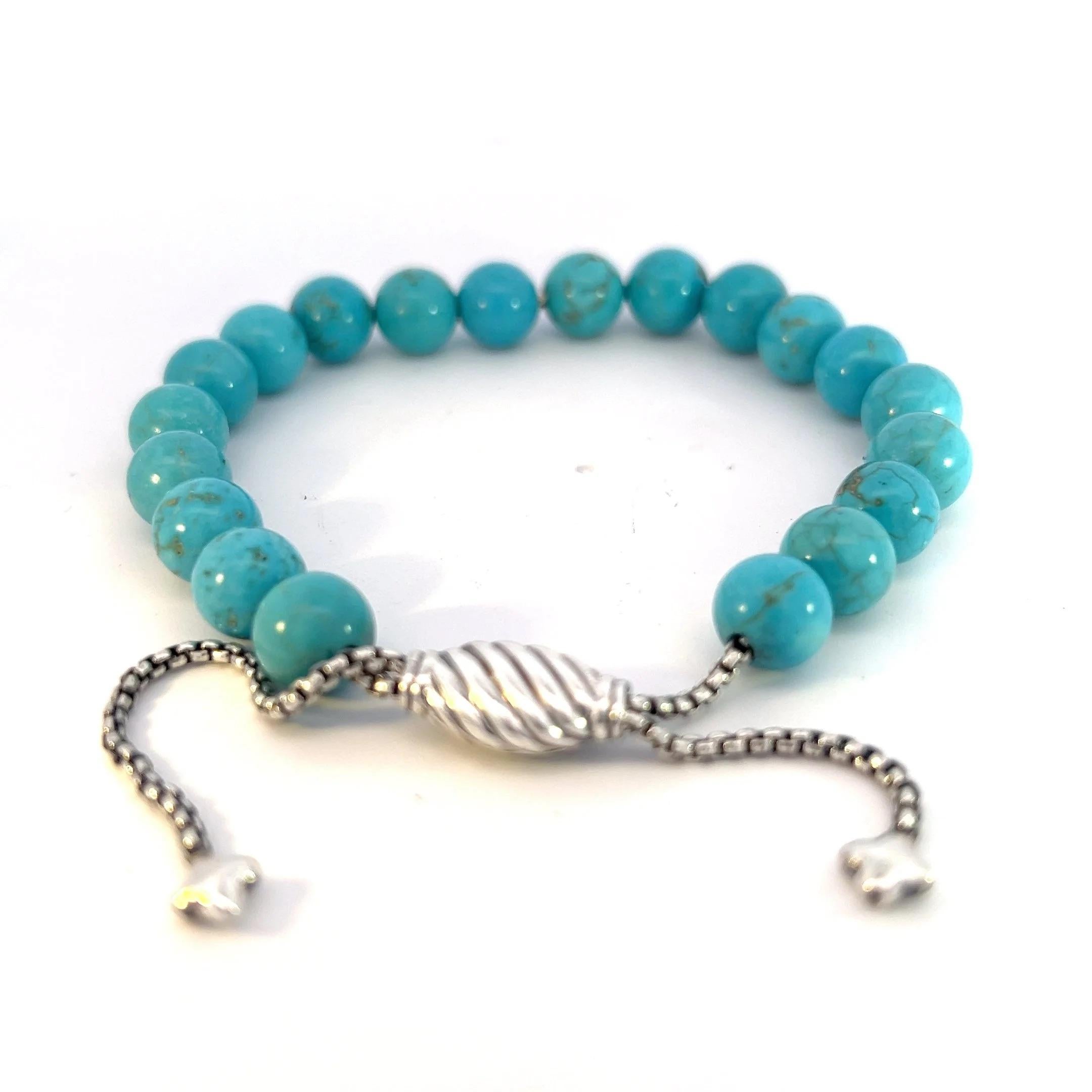 Authentic David Yurman Estate Turquoise Spiritual Beads Bracelet 6.6 - 8.5