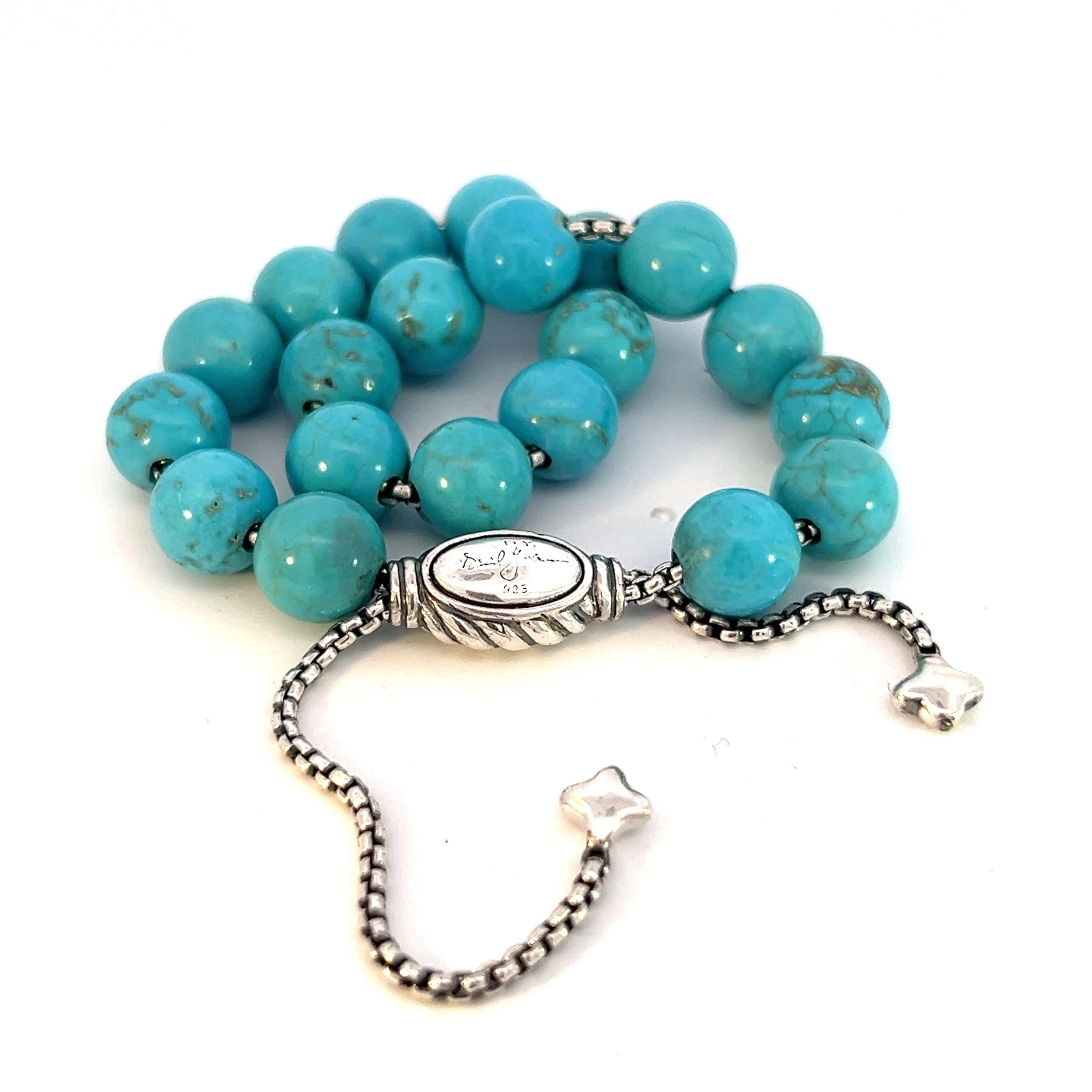 Modern David Yurman Estate Turquoise Spiritual Beads Bracelet 6.6 - 8.5