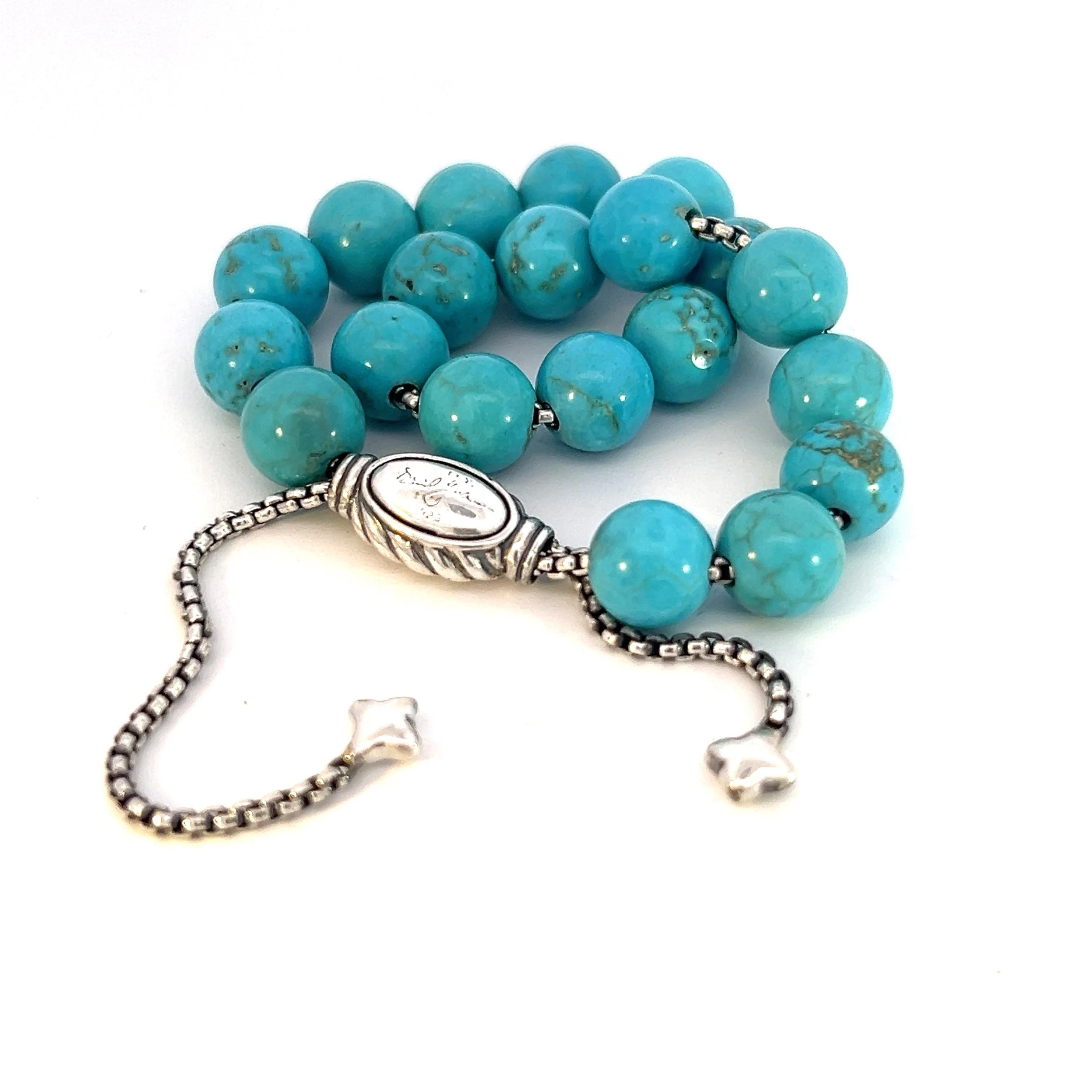 David Yurman Estate Turquoise Spiritual Beads Bracelet 6.6 - 8.5
