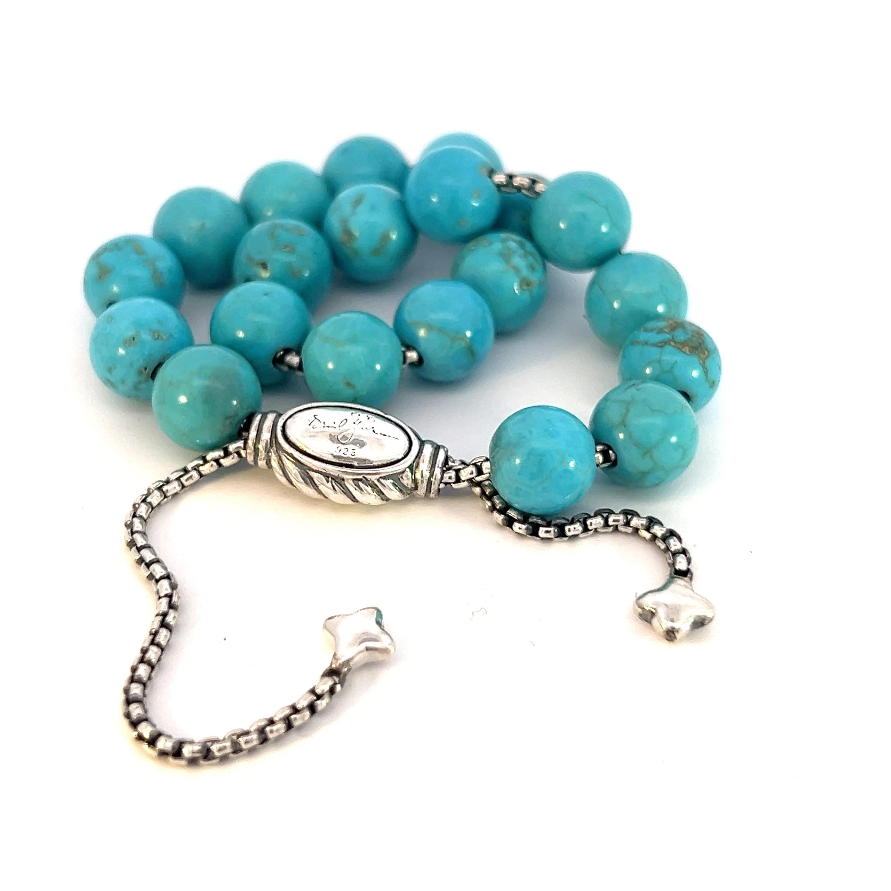 David Yurman Estate Turquoise Spiritual Beads Bracelet 6.6 - 8.5
