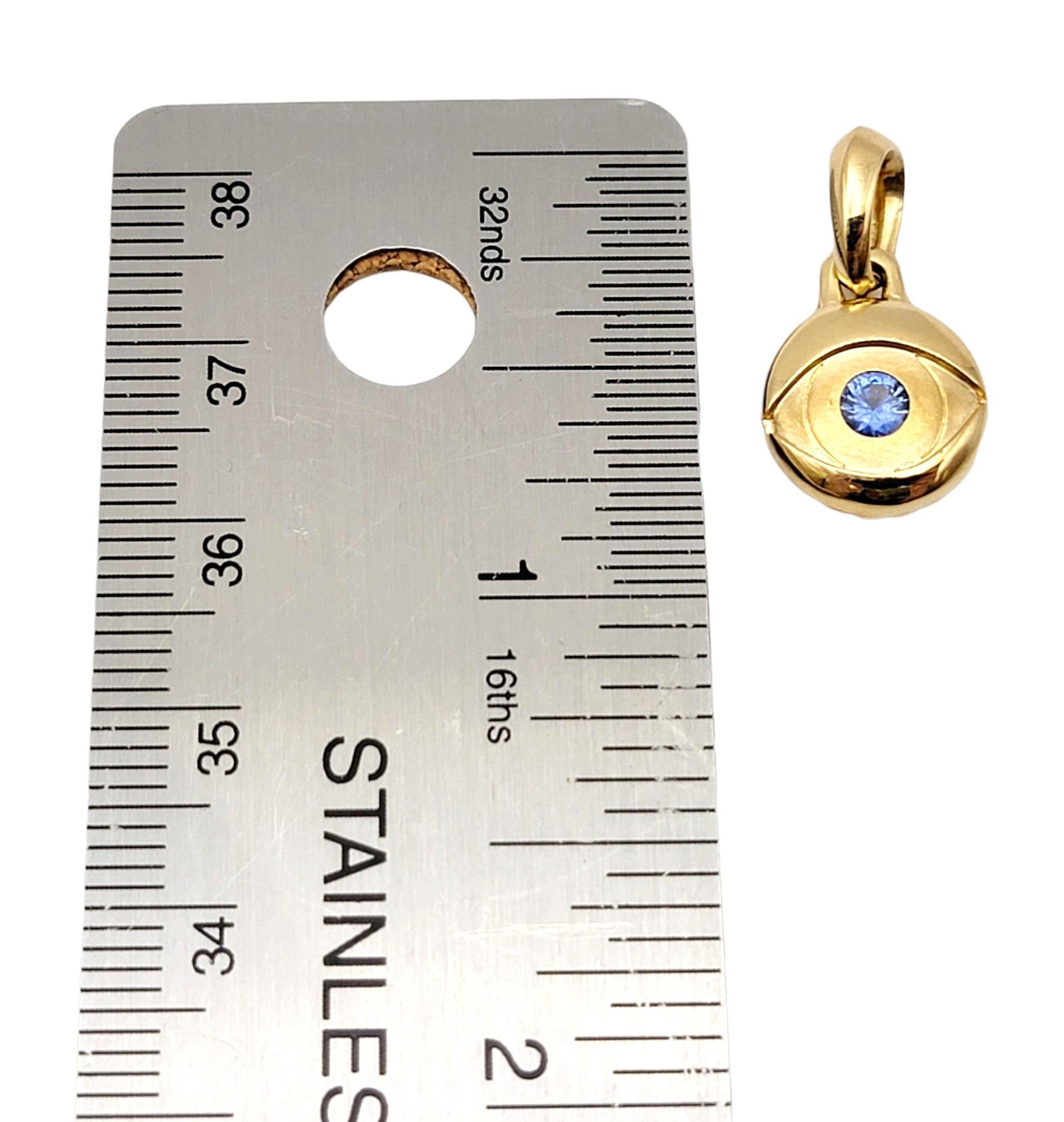 David Yurman Evil Eye Amulet Pendant with Sapphire Center 18 Karat Yellow Gold 2