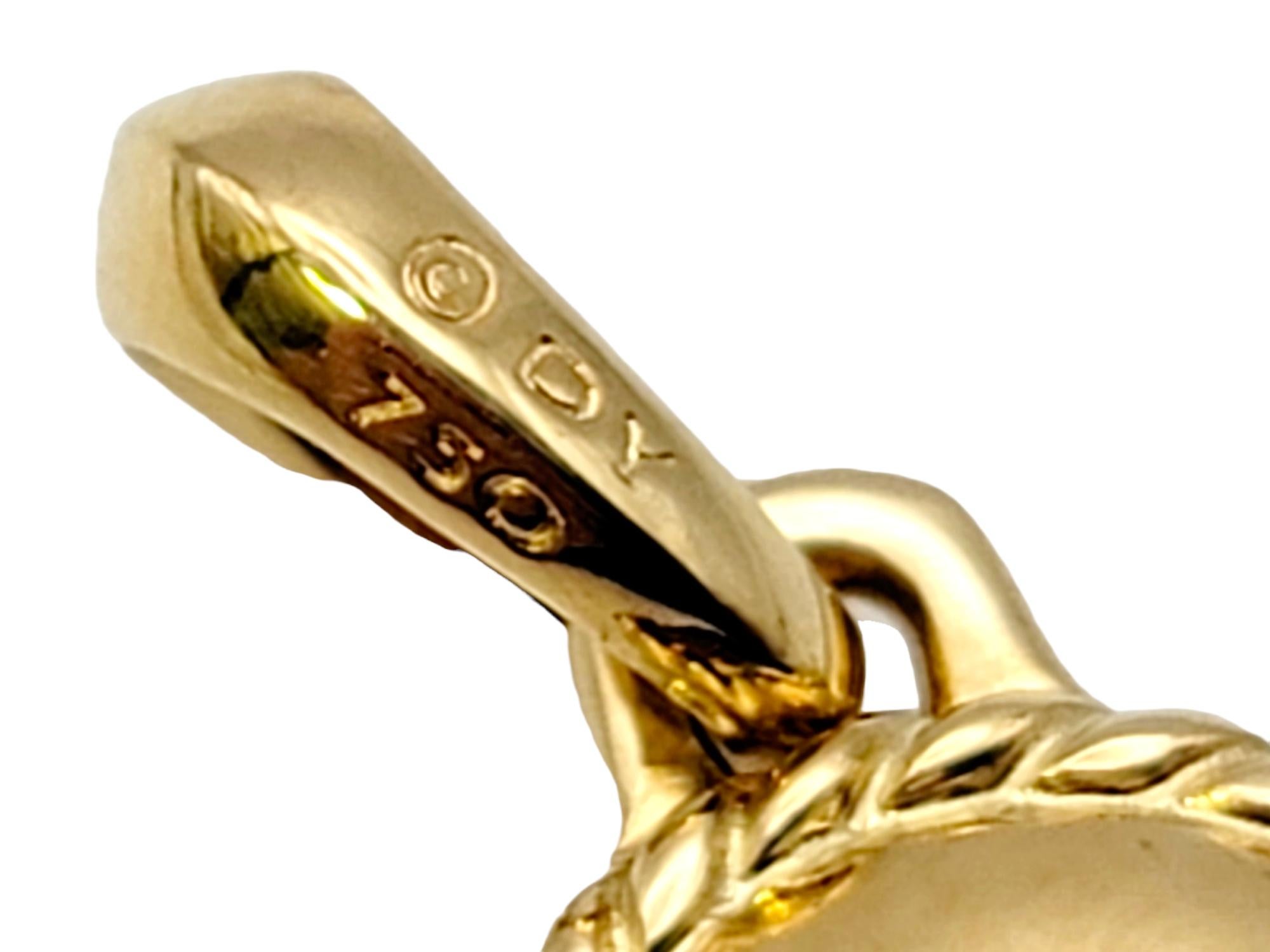 Round Cut David Yurman Evil Eye Amulet Pendant with Sapphire Center 18 Karat Yellow Gold