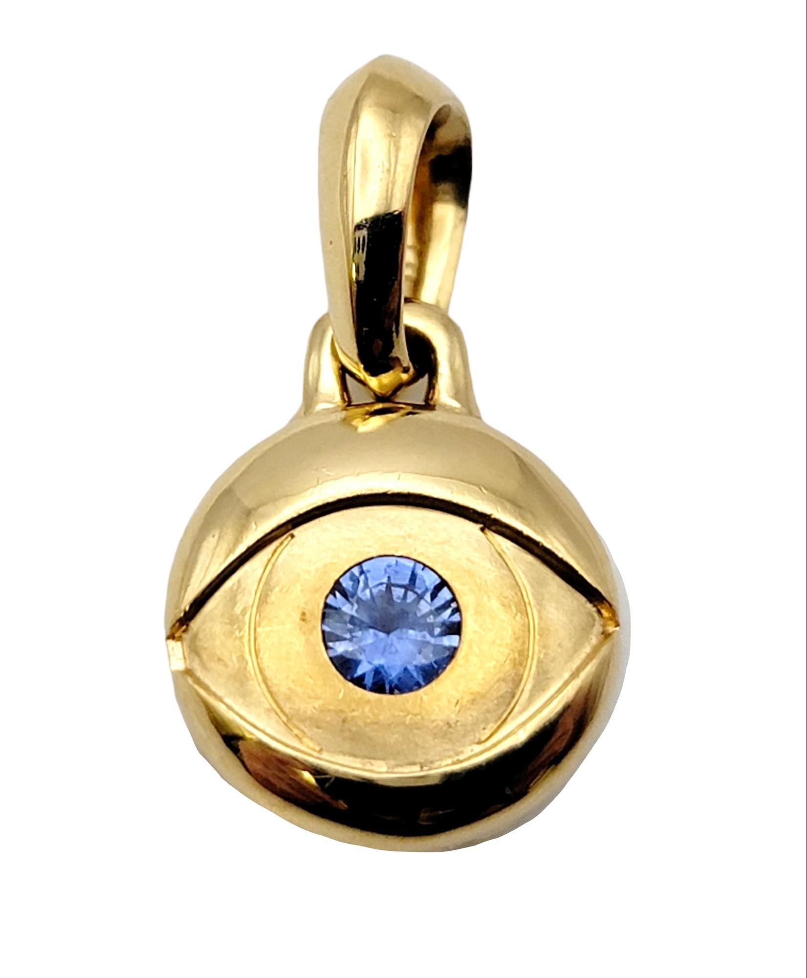 David Yurman Evil Eye Amulet Pendant with Sapphire Center 18 Karat Yellow Gold In Excellent Condition In Scottsdale, AZ
