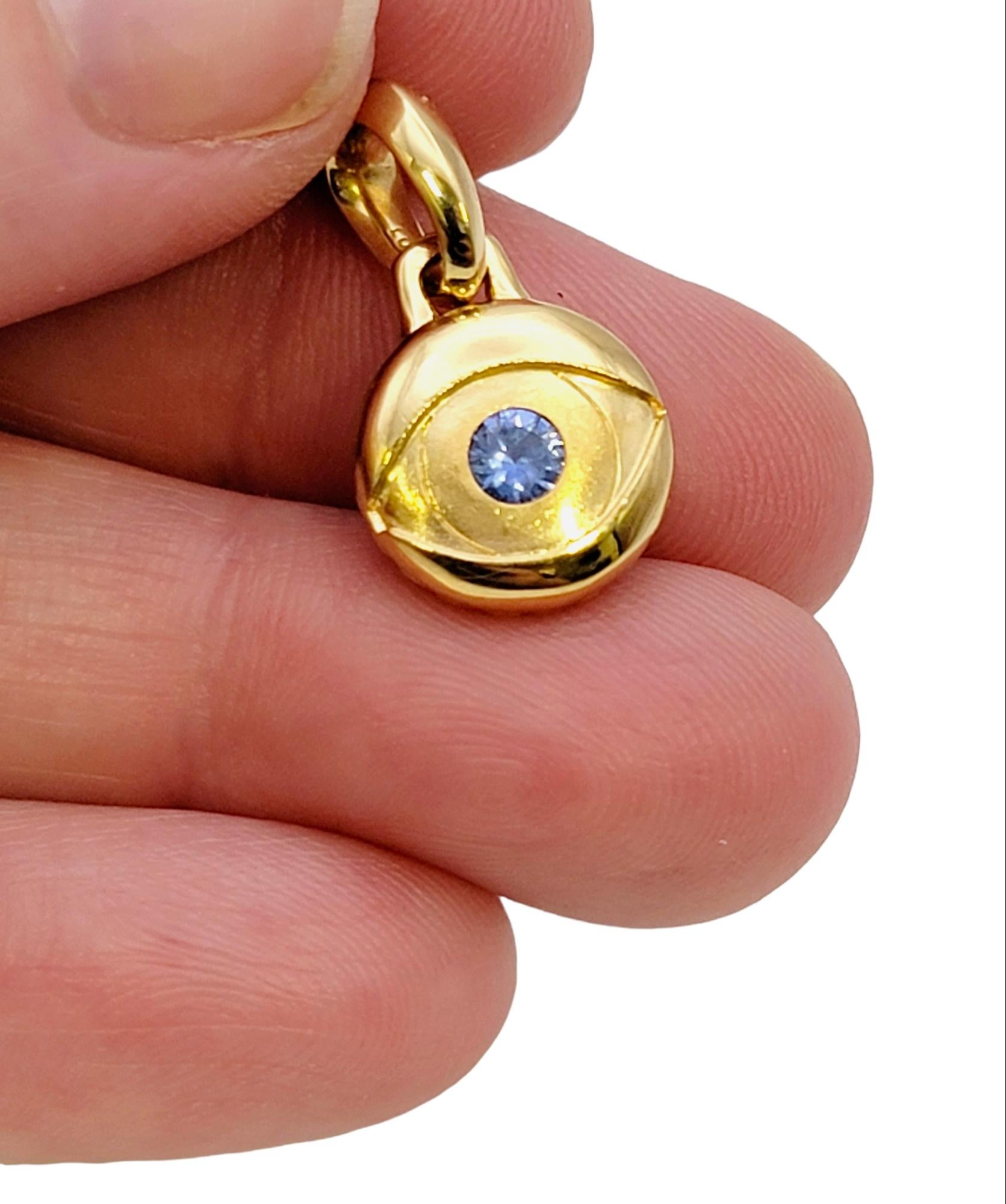 Women's or Men's David Yurman Evil Eye Amulet Pendant with Sapphire Center 18 Karat Yellow Gold