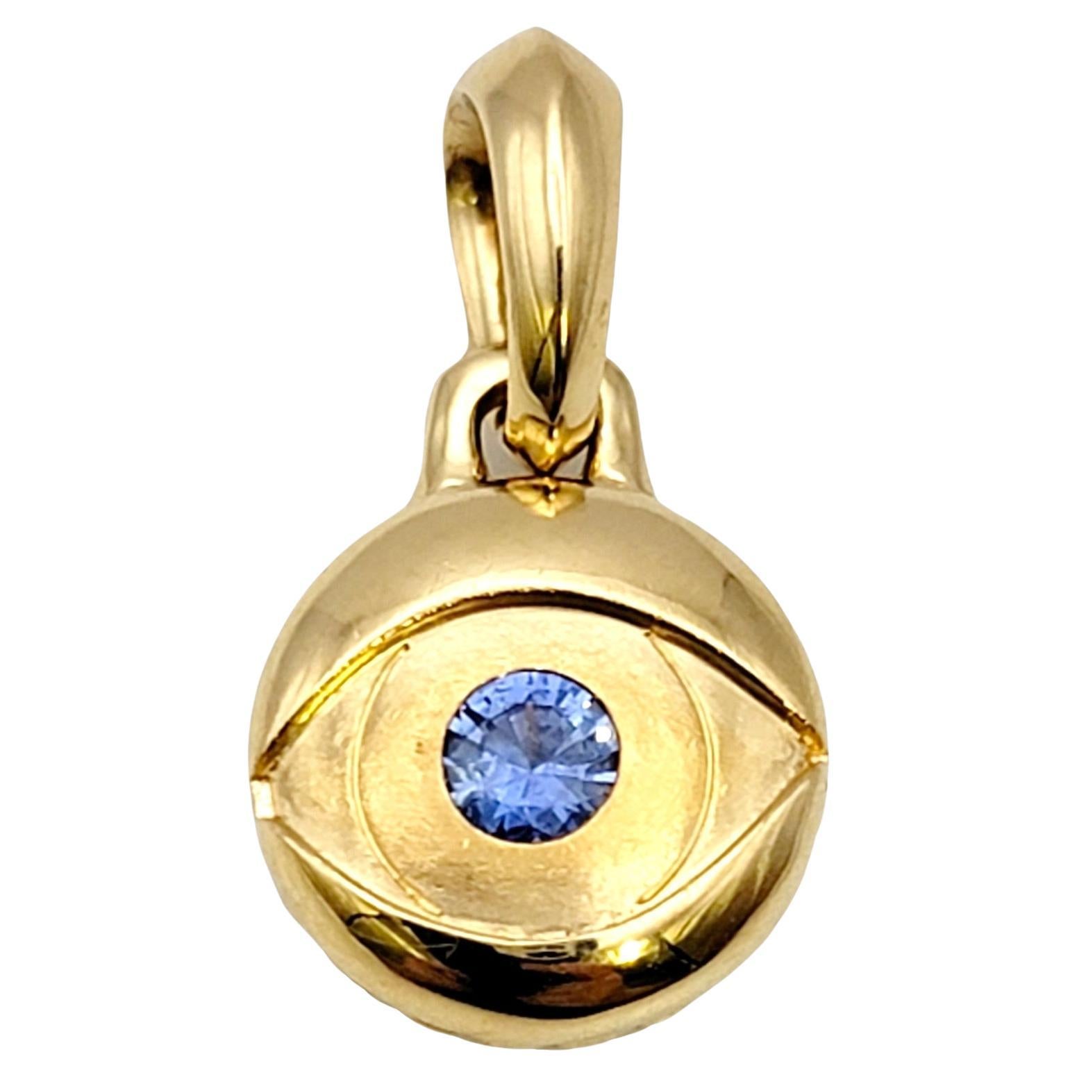 David Yurman Evil Eye Amulet Pendant with Sapphire Center 18 Karat Yellow Gold
