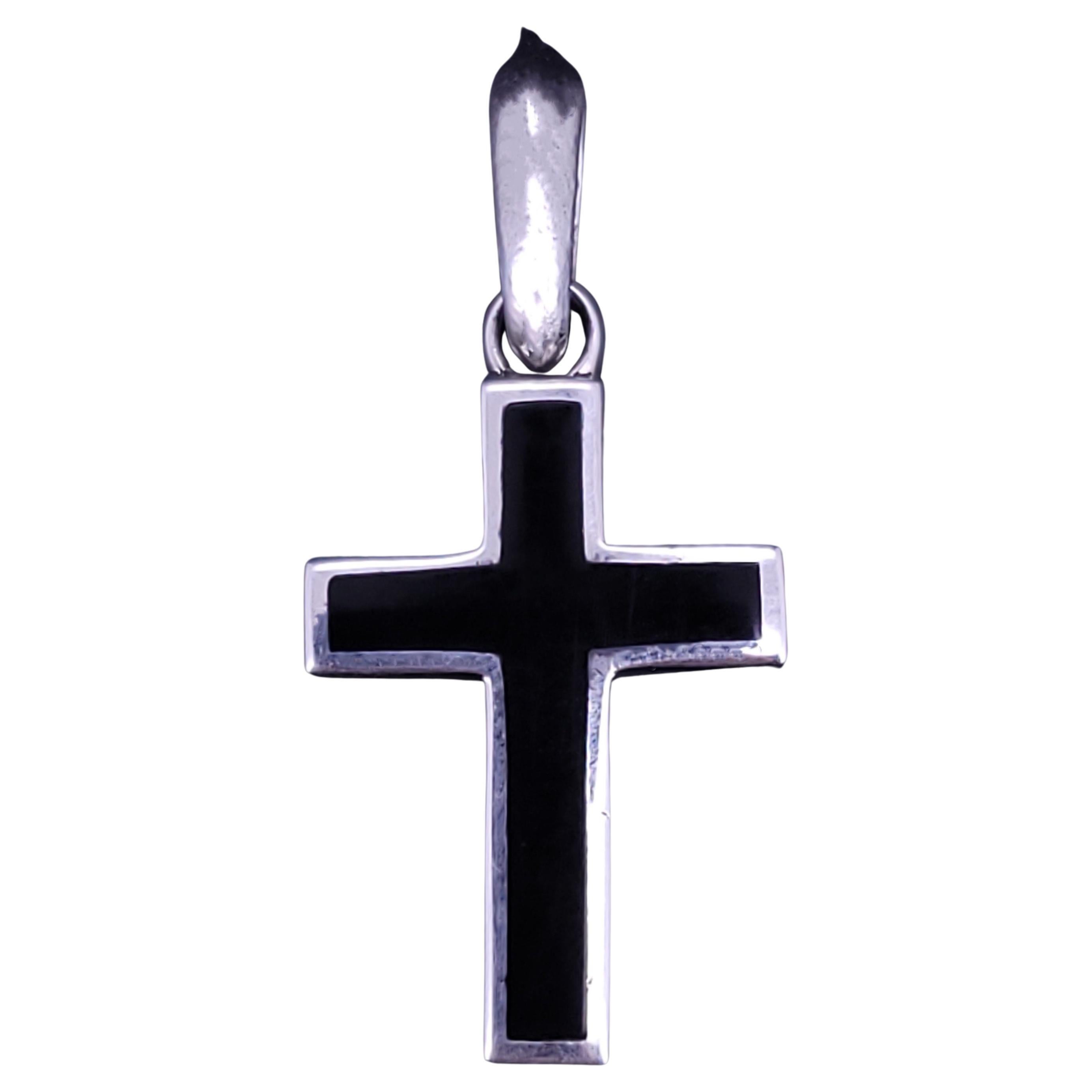 David Yurman Exotic Stone Cross Sterling Silber mit schwarzem Onyx-Anhänger