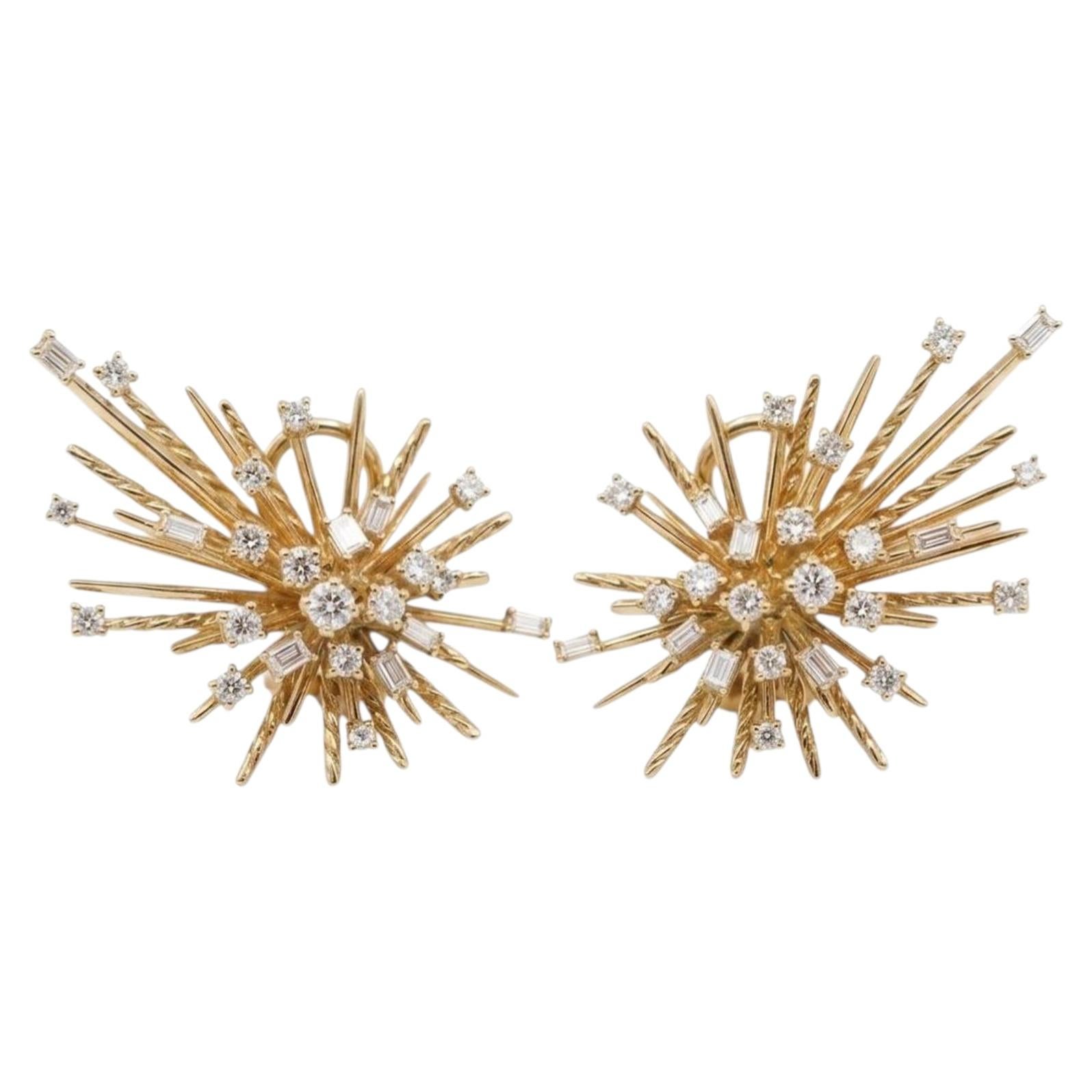 Pre-owned David Yurman Extra Large 18k Yellow Gold Diamond Earrings