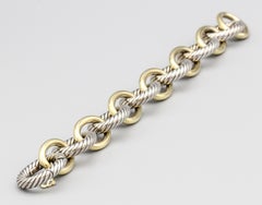 David Yurman Extra Large Silver and 18 Karat Gold Oval Link Bracelet
