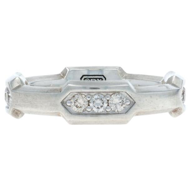 David Yurman Faceted for Men 6mm Hex Pave Diamond Band 925 Rd .69ctw Ring 9 3/4 in vendita