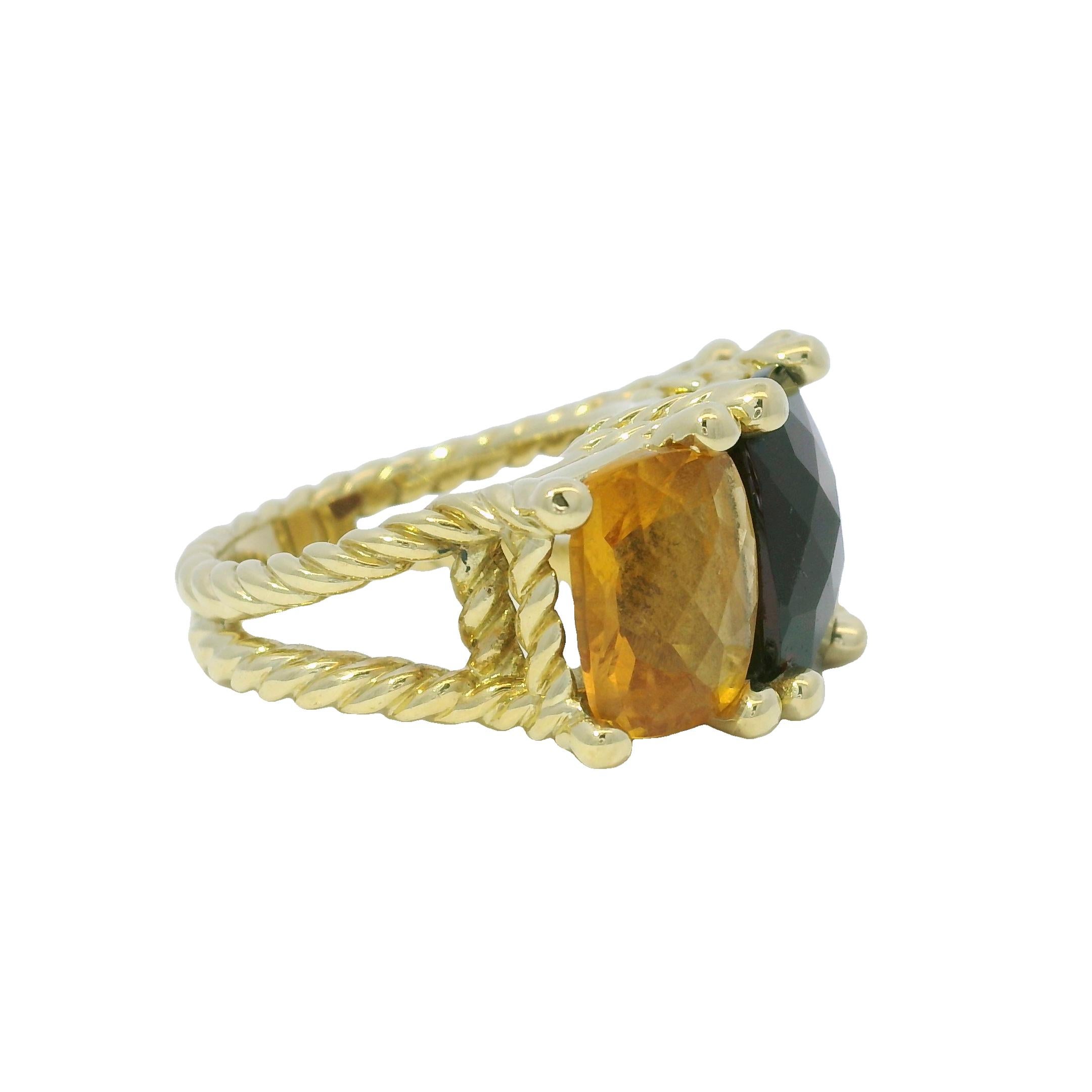 David Yurman Facettierte Edelstein 18-Karat 3-Stein Split Shank Ring Auf Lager im Angebot 2