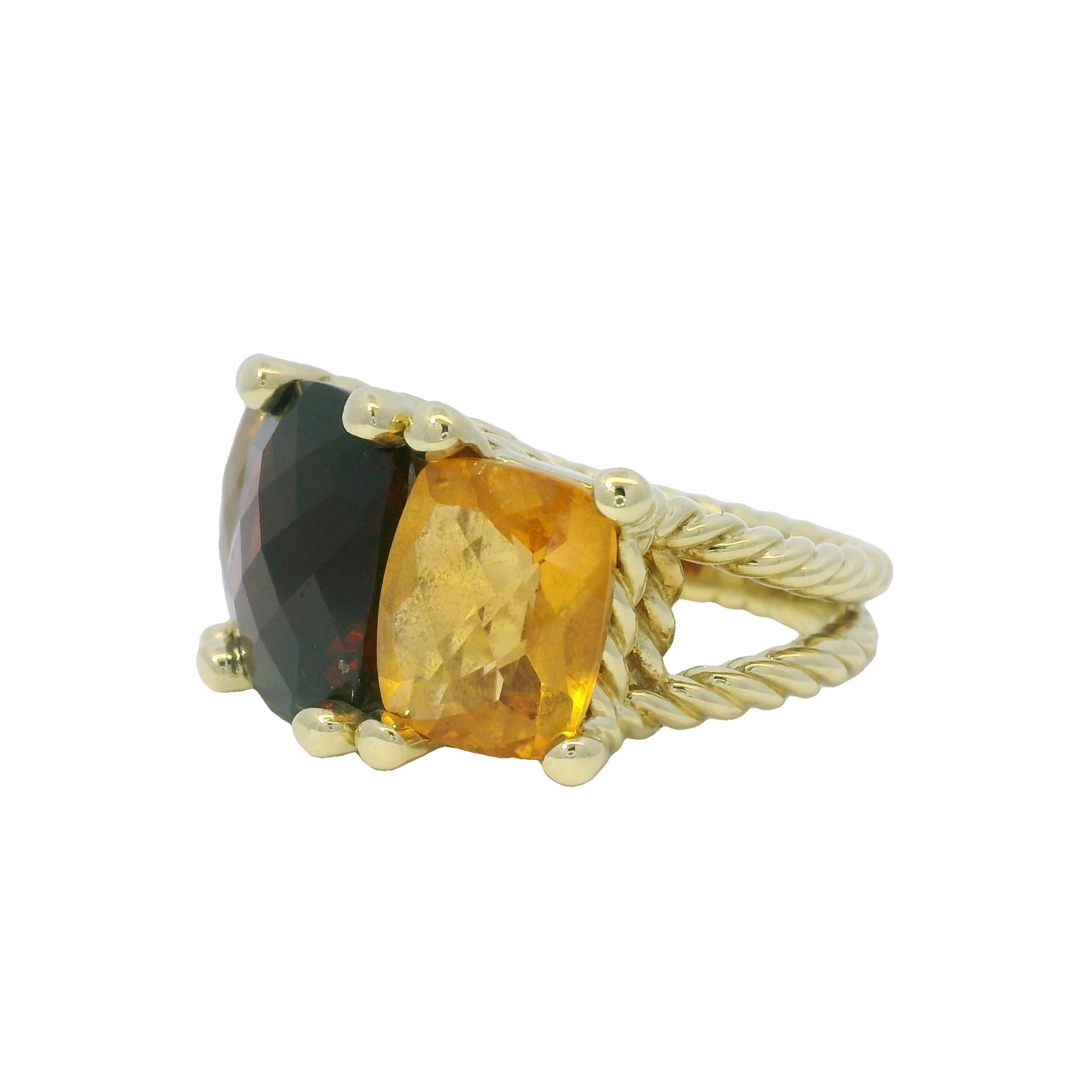 David Yurman Facettierte Edelstein 18-Karat 3-Stein Split Shank Ring Auf Lager im Angebot 3