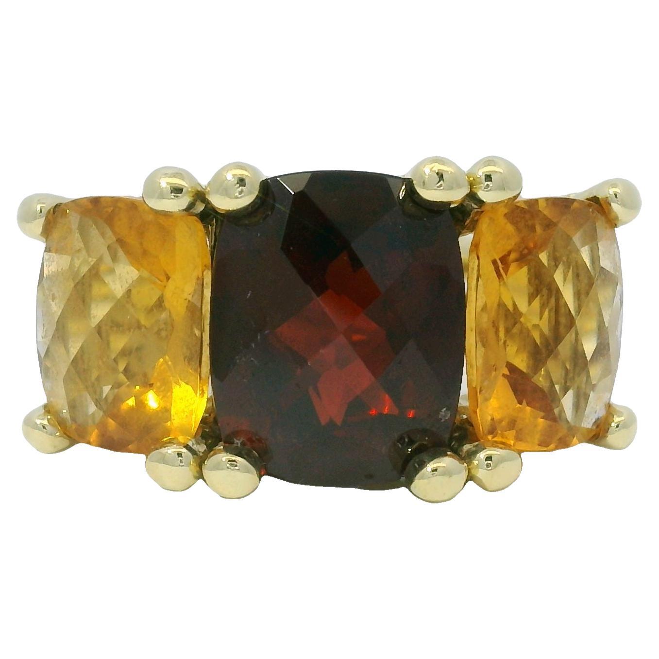 David Yurman Faceted Gemstone 18-Karat 3-Stone Split Shank Ring In Stock
