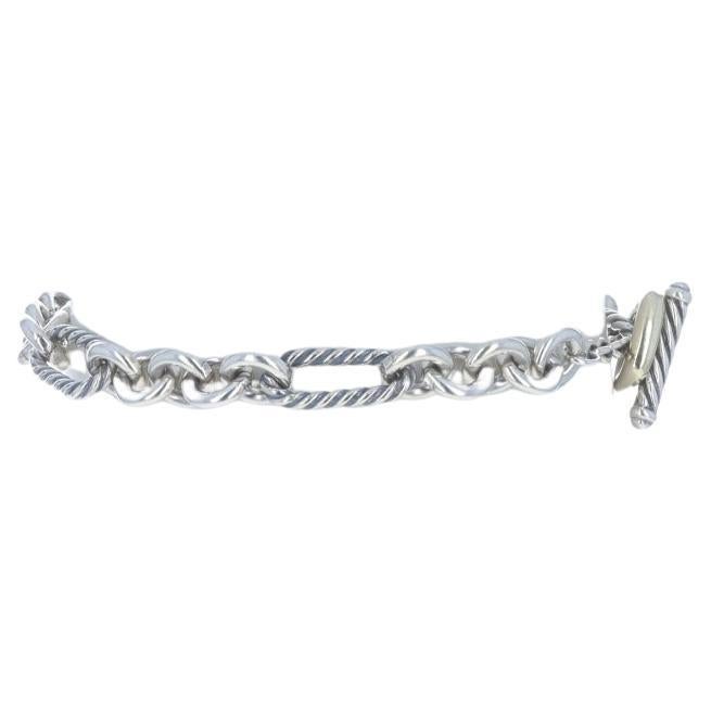 David Yurman Figaro Chain Bracelet 7 1/4" - Sterling 925 Yellow Gold 18k Cable For Sale