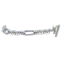 David Yurman Figaro Chain Bracelet 7 1/4" - Sterling 925 Yellow Gold 18k Cable