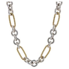 David Yurman Figaro Chain Necklace 16" - Sterling Silver 925 & Yellow Gold 18k