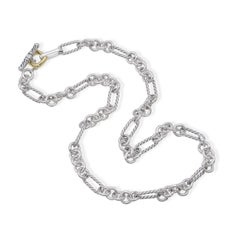 David Yurman Figaro Chain Sterling Silver & 18k Yellow Gold Necklace