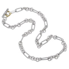 David Yurman Figaro Chain Sterling Silver & 18k Yellow Gold Necklace