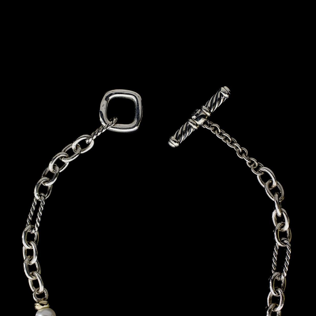 Item Details
Main Stone Pearl
Main Stone Color White
Estimated Retail $1,200.00
Brand David Yurman
Collection Figaro
Metal Mixed Metals
Style Chain
Fastening Toggle

Stone 1 Information
Stone Type Pearl
Stone Color White
Count 30
Stone Length (Max)