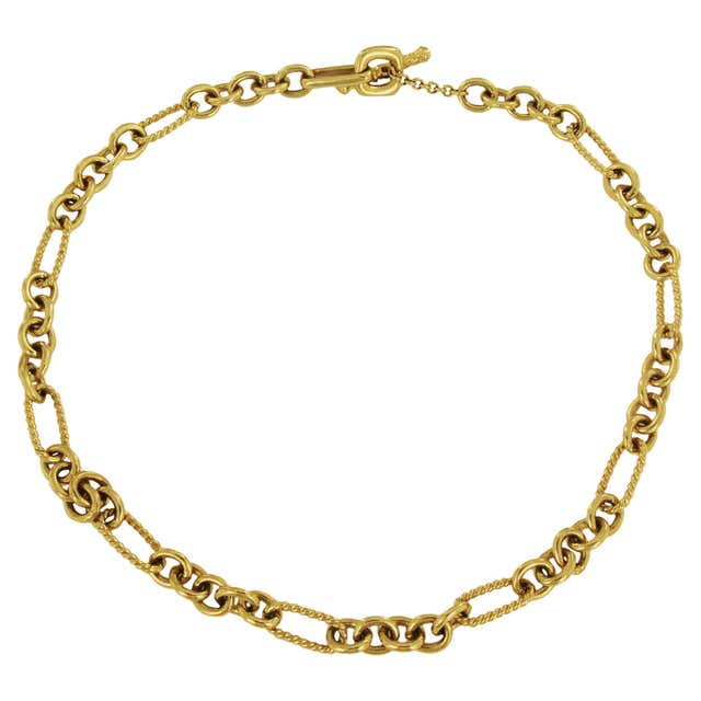 David Yurman Silver and Yellow Gold Cable Choker Necklace For Sale at ...