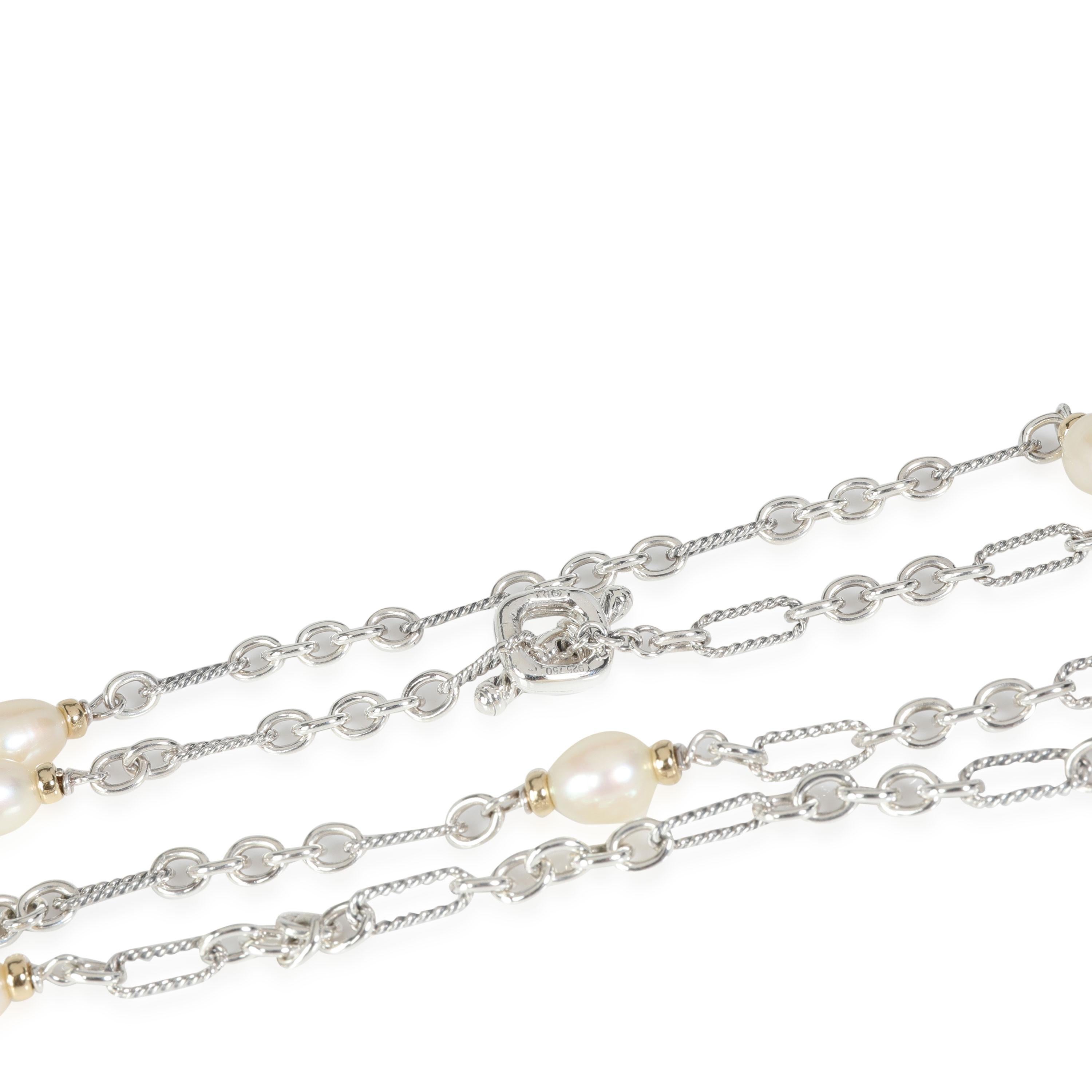 18 Karat Gelbgold Halskette mit Figaro Perle Station von David Yurman für Damen oder Herren