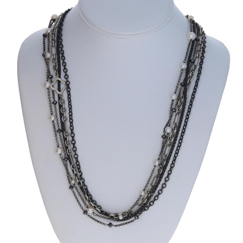 David Yurman Figaro Quatrefoil Pearl Hematite Necklace 33 1/2