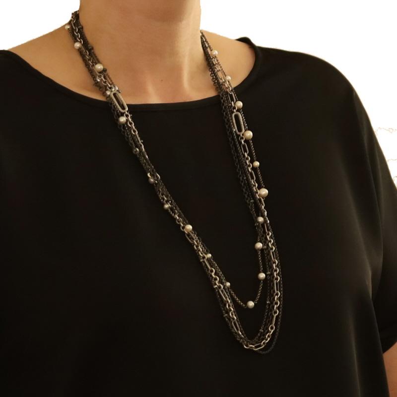 Women's David Yurman Figaro Quatrefoil Pearl Hematite Necklace 33 1/2