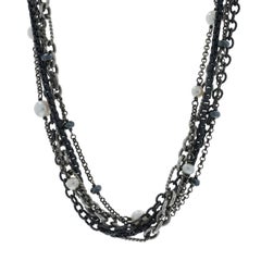 David Yurman Figaro Quatrefoil Pearl Hematite Necklace 33 1/2" Sterling 925