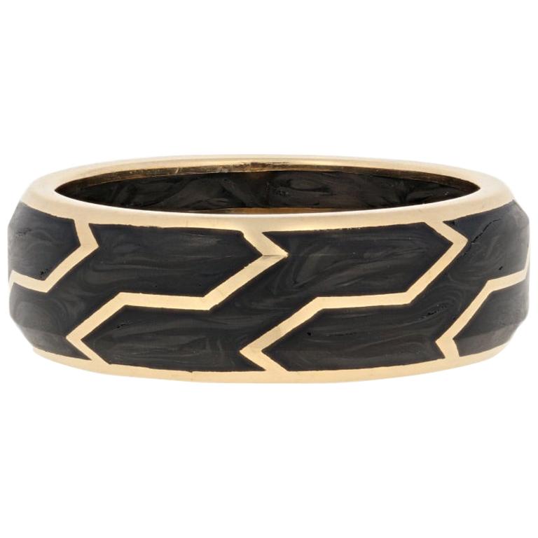 David Yurman Carbon Band, 18 Karat Yellow Gold Designer Ring at