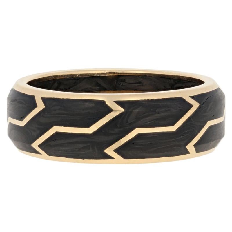 David Yurman Forged Carbon Band, 18 Karat Yellow Gold Designer Ring