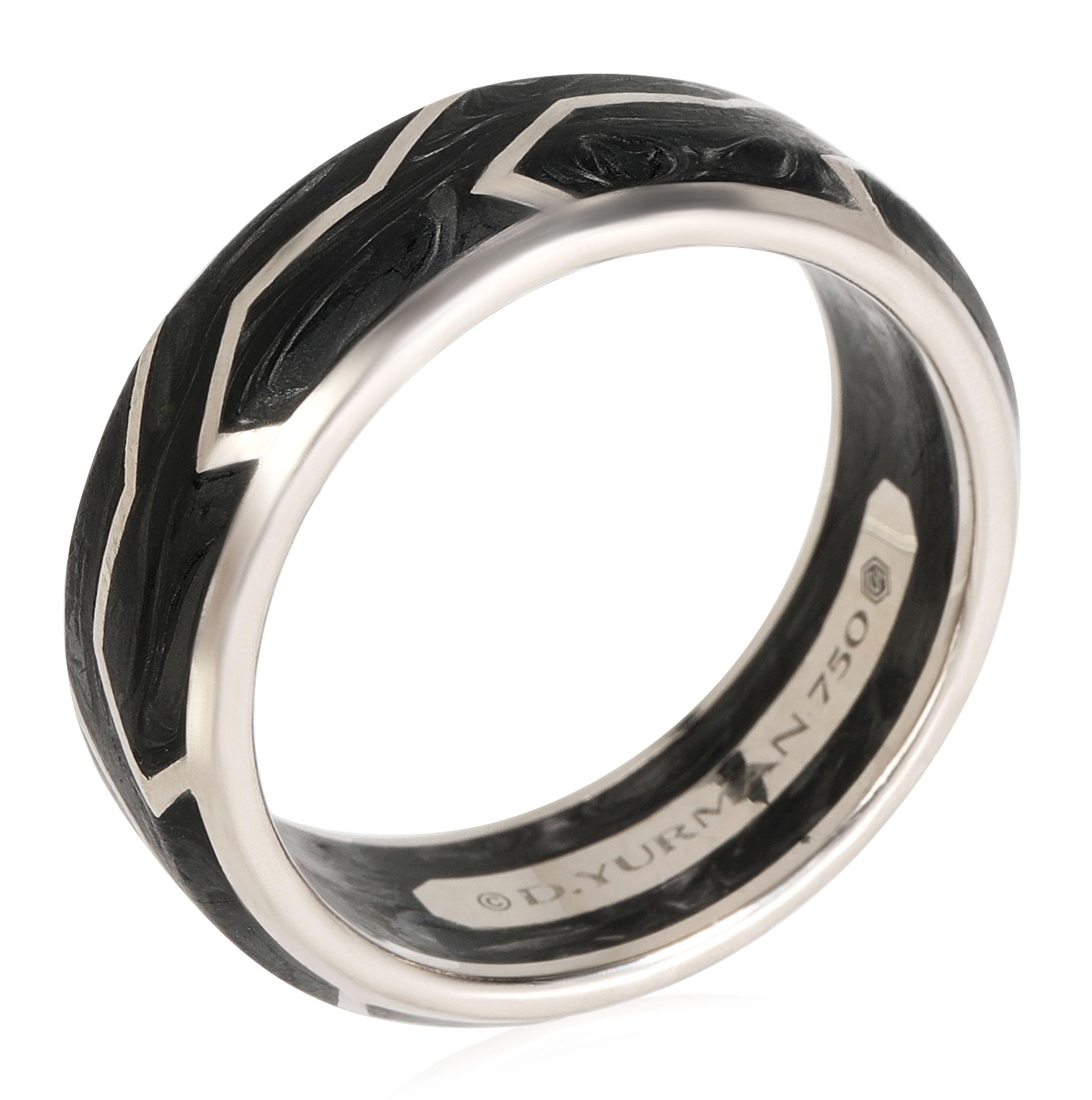 david yurman band ring with 18k yellow gold - forged carbon - 7