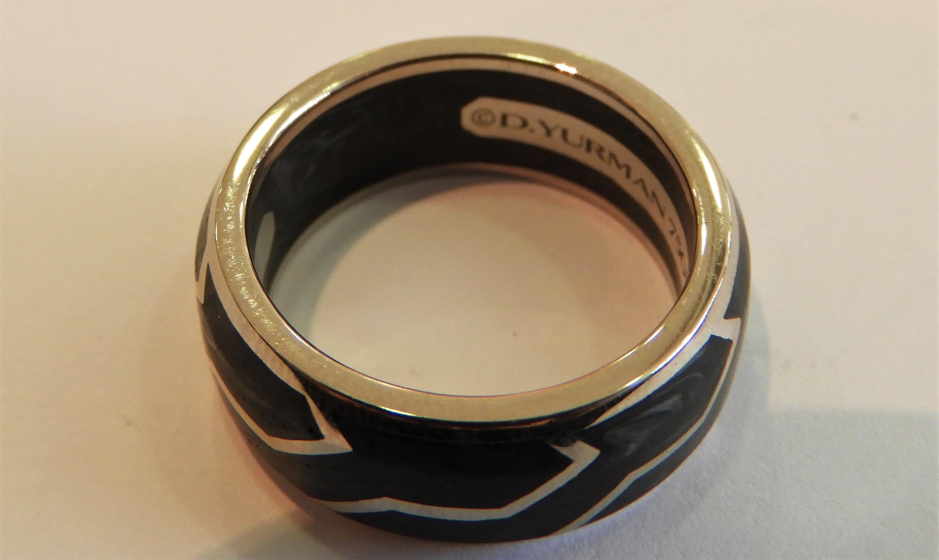 david yurman men's forged carbon band ring in 18k gold