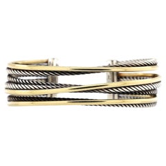 David Yurman Four Row Crossover Cuff Bracelet Sterling Silver