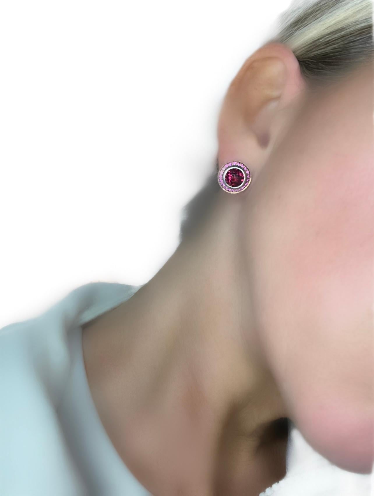 Contemporary David Yurman Garnet and Pink Sapphire in Silver and 18Kt Albion Earrings