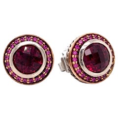 David Yurman Garnet and Pink Sapphire in Silver and 18Kt Albion Earrings