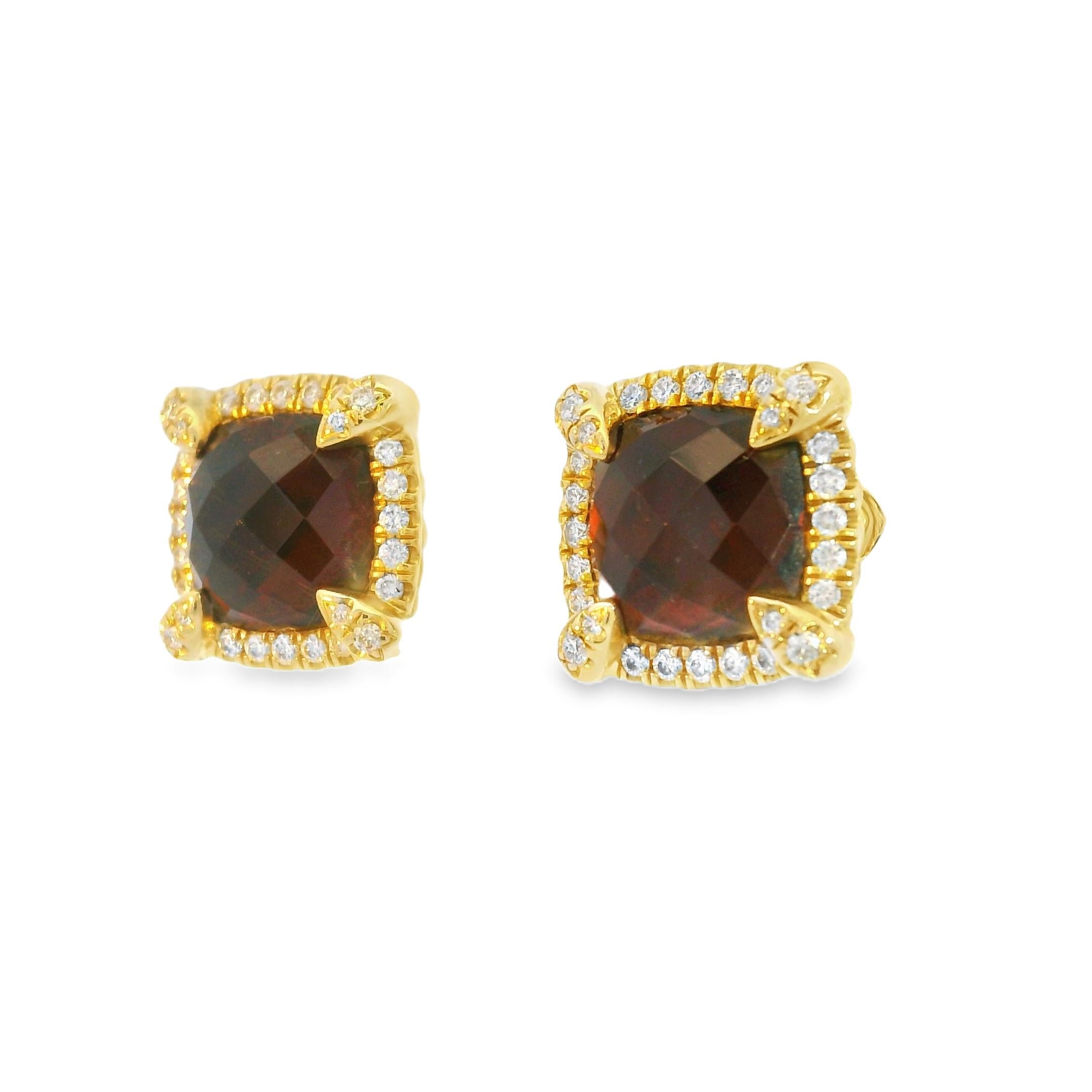 Women's David Yurman Garnet Chatelaine & Pave Diamond 18-Karat Earrings In Stock