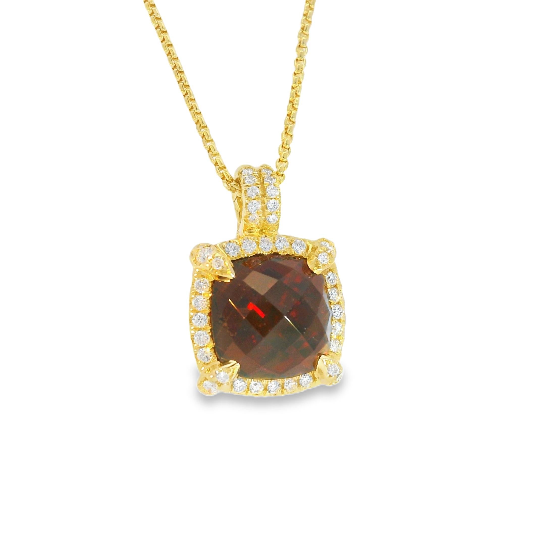 Modern David Yurman Garnet Chatelaine & Pave Diamond 18-Karat Pendant Necklace In Stock