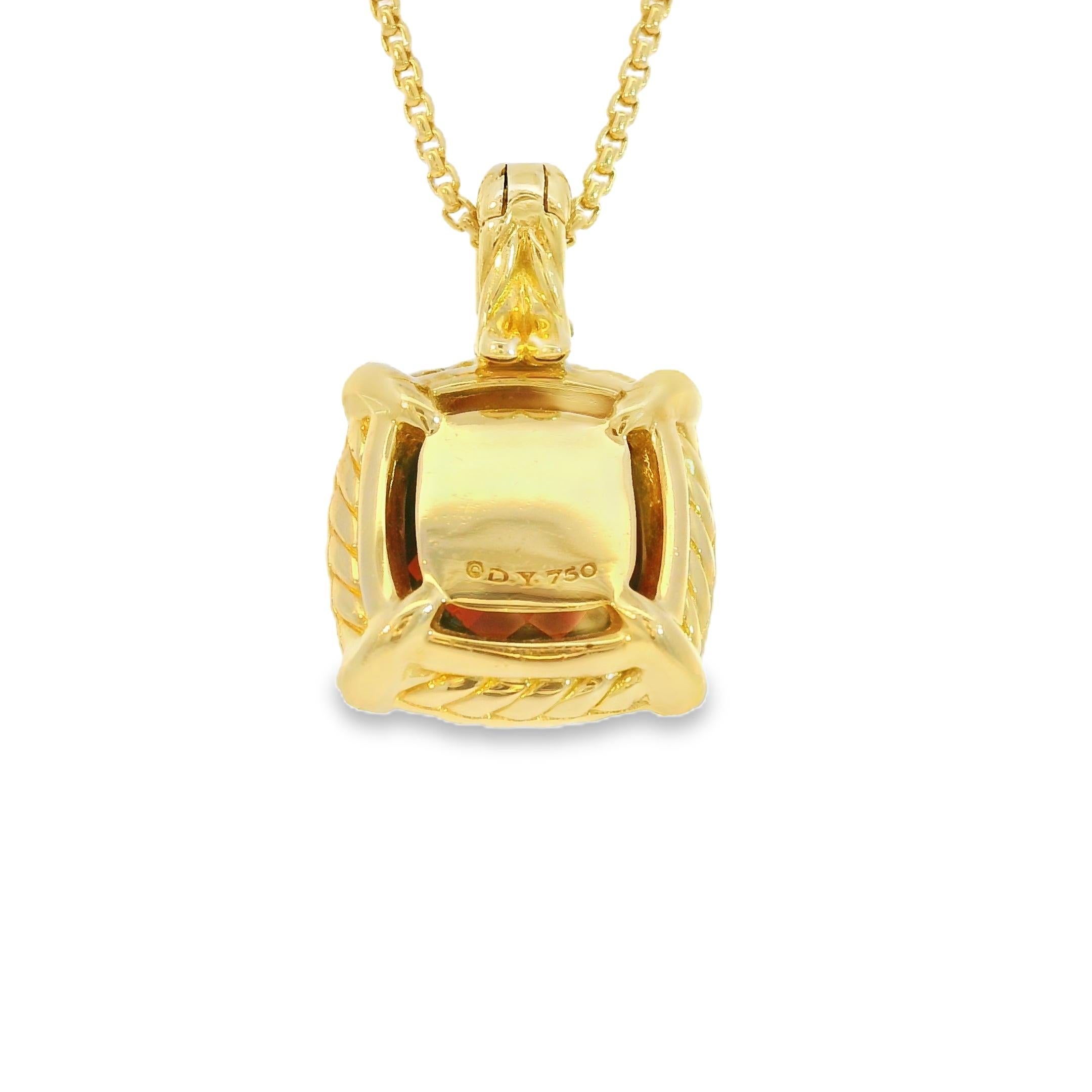 David Yurman Garnet Chatelaine & Pave Diamond 18-Karat Pendant Necklace In Stock In Excellent Condition In Boca Raton, FL