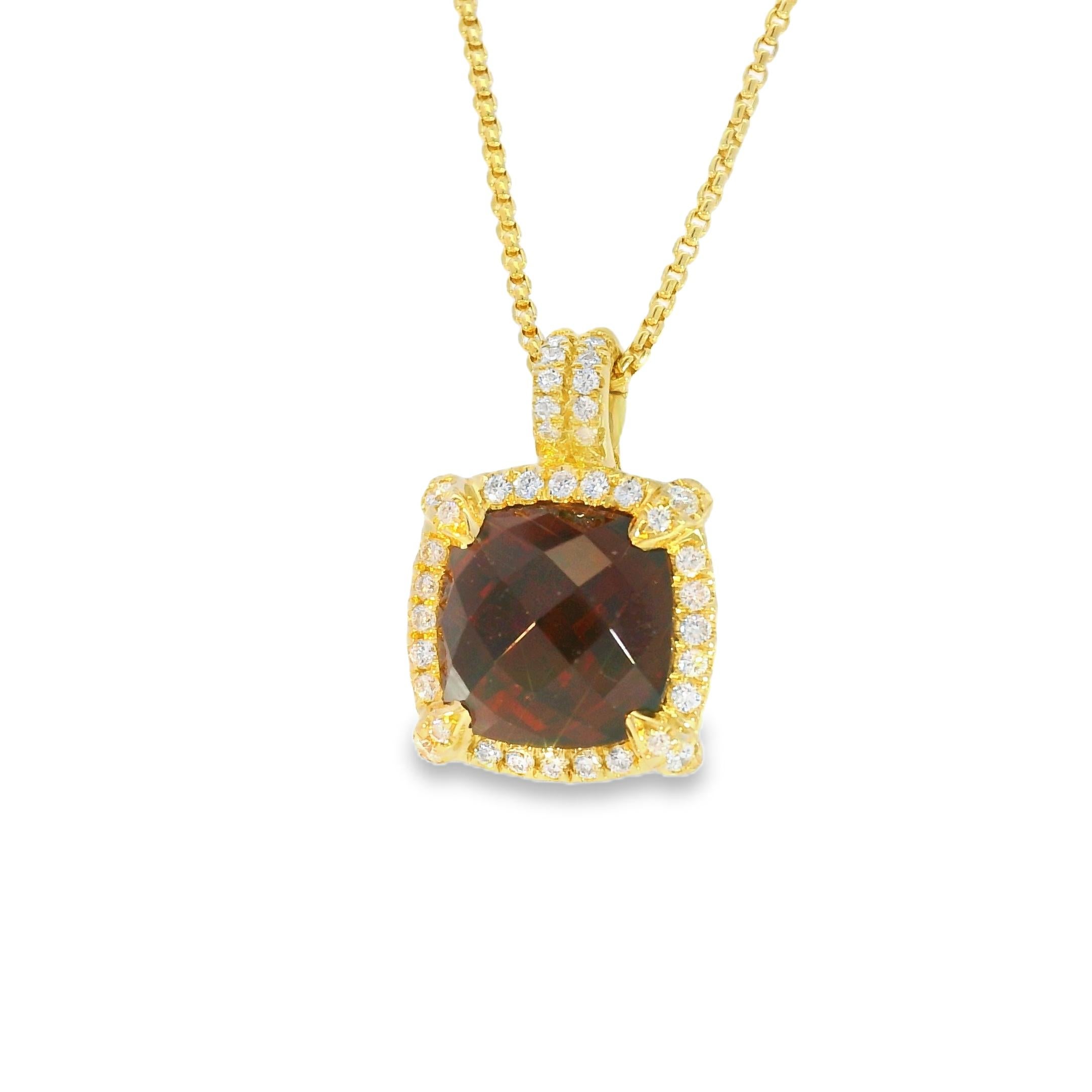 David Yurman Garnet Chatelaine & Pave Diamond 18-Karat Pendant Necklace In Stock 1