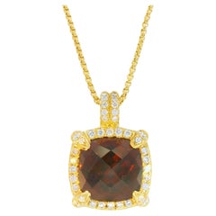 David Yurman Garnet Chatelaine & Pave Diamond 18-Karat Pendant Necklace In Stock