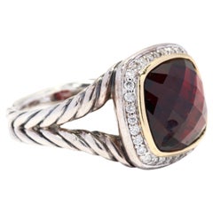 David Yurman Garnet Diamond Albion Ring, Sterling Silver, 18K Gold