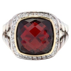 David Yurman Garnet Diamond Albion Ring, Sterling Silver, 18K Gold