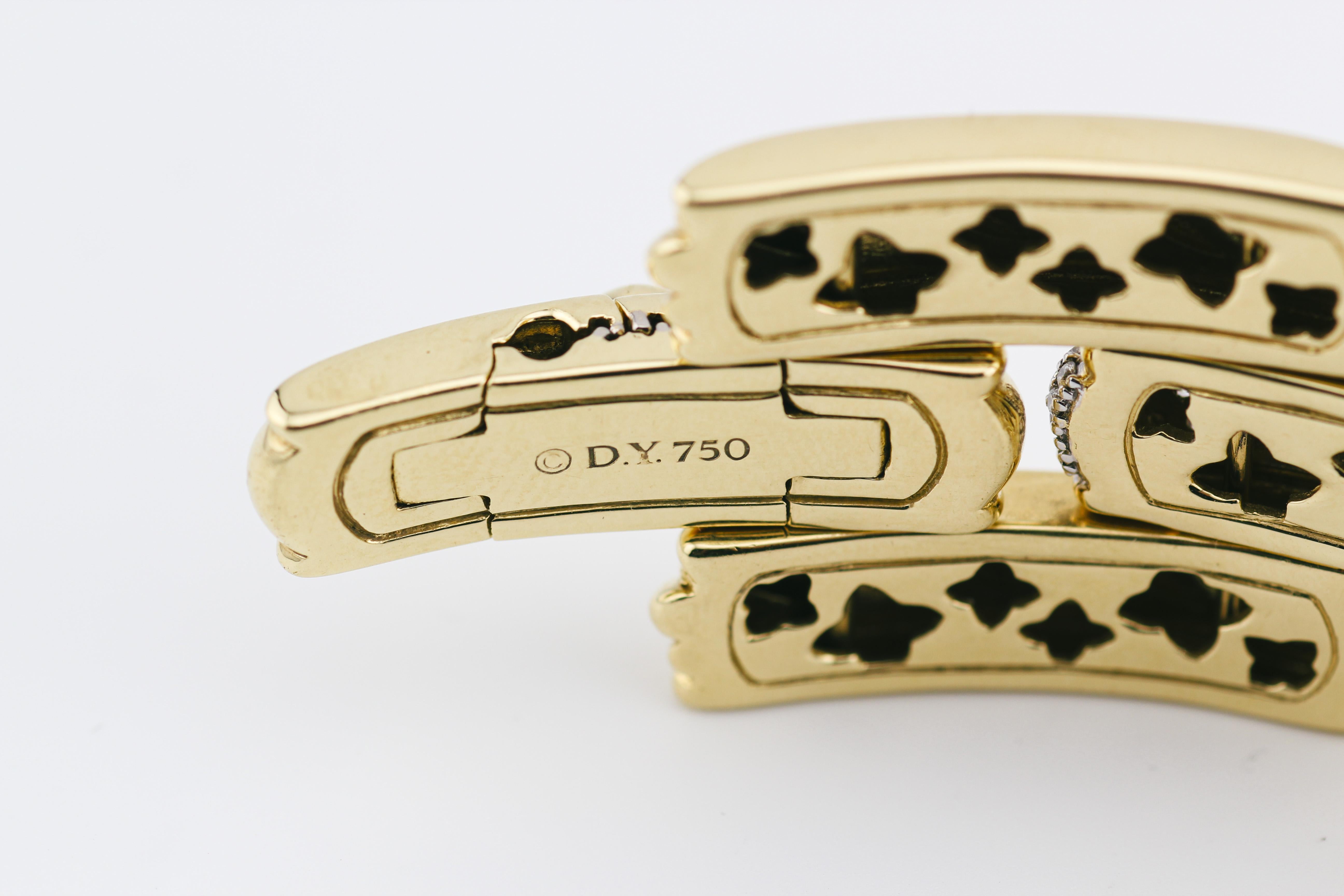 David Yurman Gatelin Pave Diamond  18K Gold Cable Link Bracelet For Sale 3