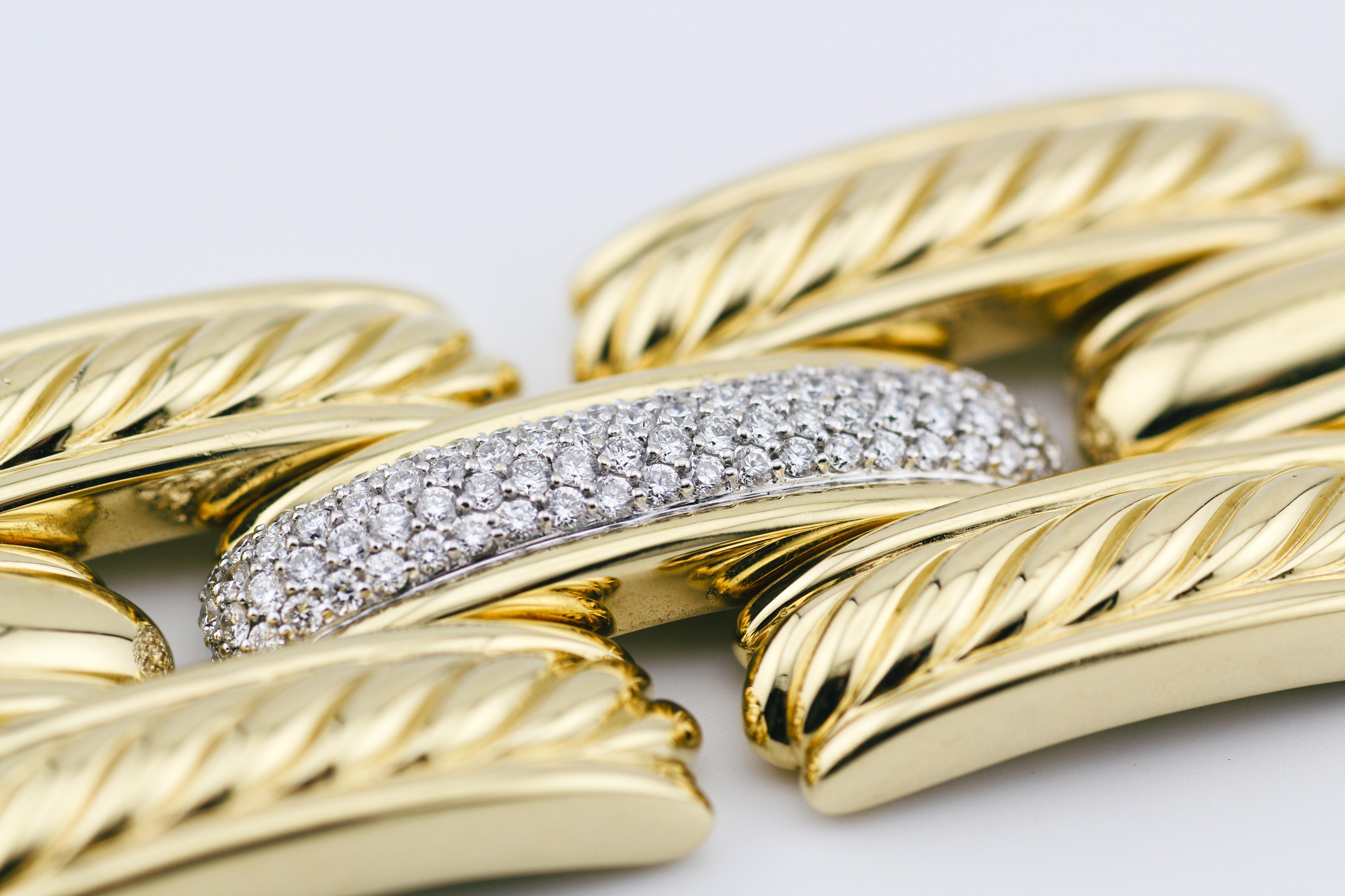 David Yurman Gatelin Pave Diamond  18K Gold Cable Link Bracelet For Sale 4