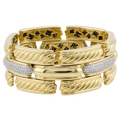 David Yurman Gatelin Pavé-Diamant-Pavé-Diamant  18 Karat Gold Kabel-Gliederarmband