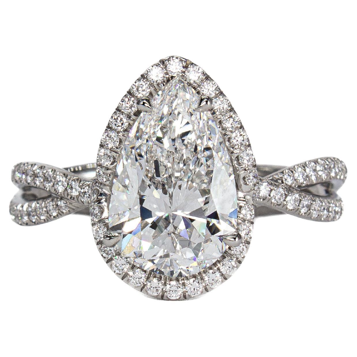David Yurman GIA 2,53 Karat E SI1 Birne Diamant Unendlichkeit Solitär Ring im Angebot